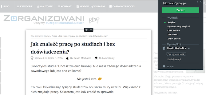 Elektroniczny notatnik aplikacja Evernote Zorganizowani Zapisywanie stron